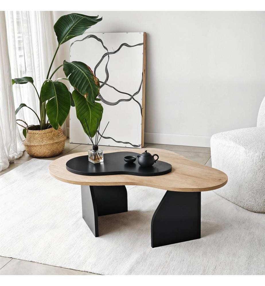 Couchtisch, Saphir-Eiche, schwarz, Rahmen: 100 % melaminbeschichtete Spanplatte