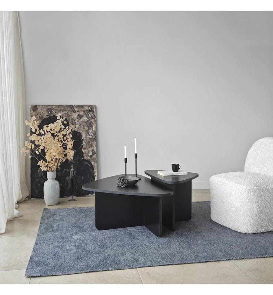 Ensemble de tables basses, noir, structure : 100 % PANNEAUX DE PARTICULES ENDUITS DE MÉLAMINE