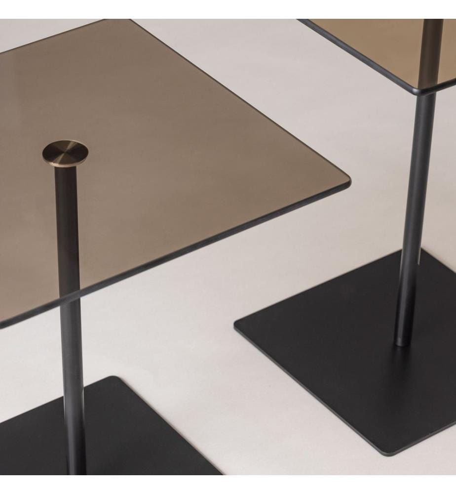 Ensemble de table basse, noir, bronze, 100 % VERRE TEMPÉRÉ, structure : 100 % PANNEAUX DE PARTICULES REVÊTUS DE MÉLAMINE