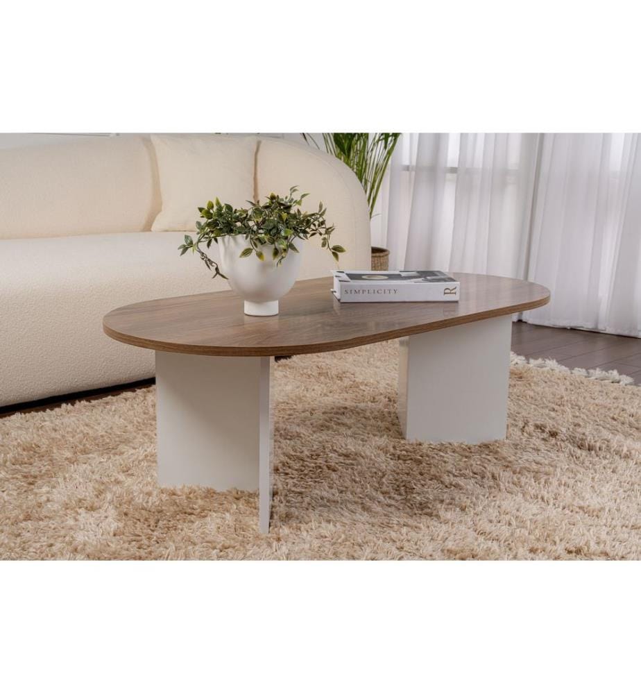 Tavolino, noce, bianco, 100% MELAMMINA RIVESTITA