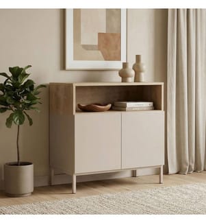 Sideboard, Sandstein, Saphir-Eiche, 100 % melaminbeschichtete Spanplatte