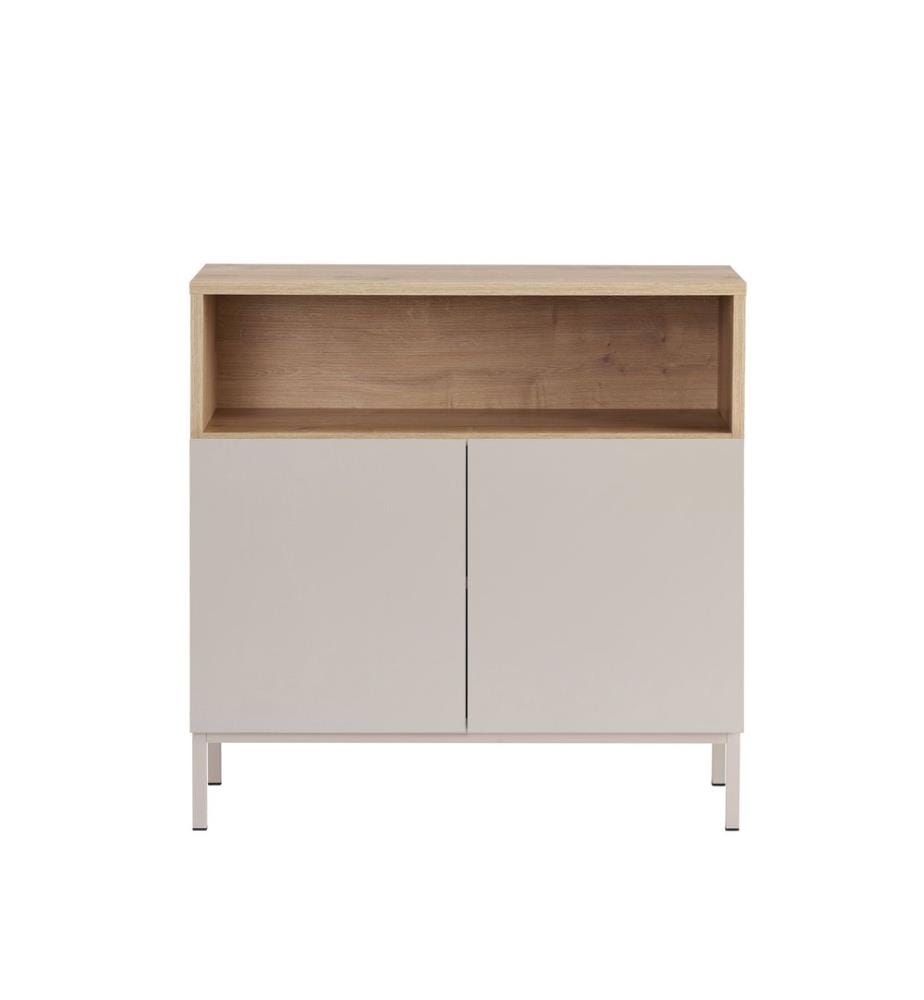 Sideboard, Sandstein, Saphir-Eiche, 100 % melaminbeschichtete Spanplatte