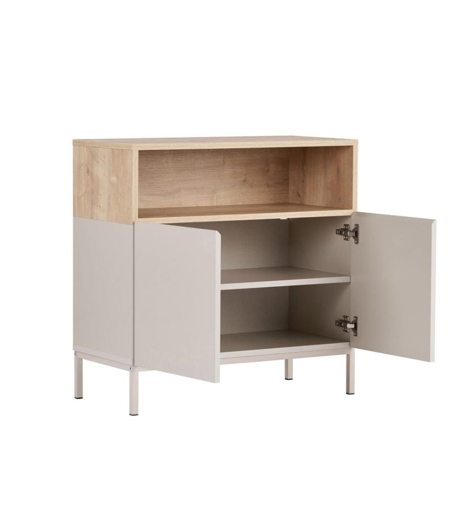 Sideboard, Sandstein, Saphir-Eiche, 100 % melaminbeschichtete Spanplatte