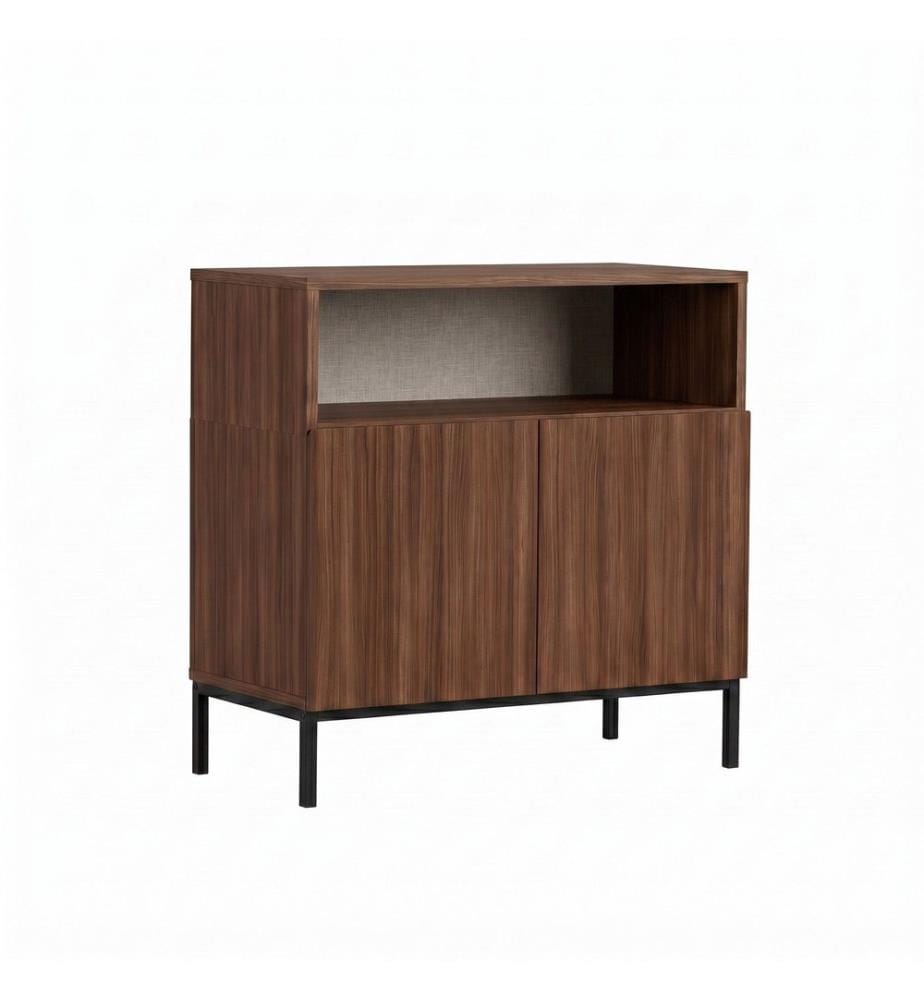 Sideboard, Milano-Walnuss, Schwarz, 100 % melaminbeschichtete Spanplatte