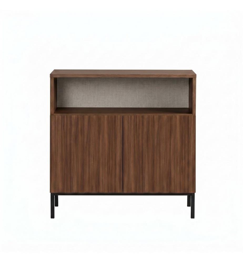 Sideboard, Milano-Walnuss, Schwarz, 100 % melaminbeschichtete Spanplatte