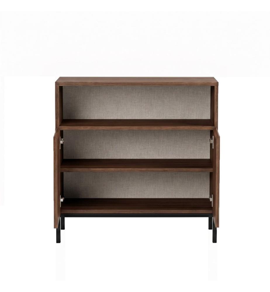 Sideboard, Milano-Walnuss, Schwarz, 100 % melaminbeschichtete Spanplatte