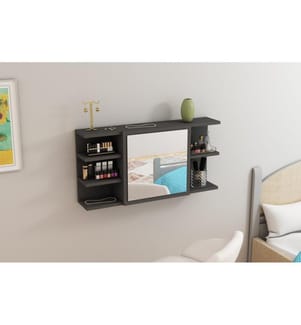 Schminkschrank, Anthrazit, 100 % melaminbeschichtete Spanplatte