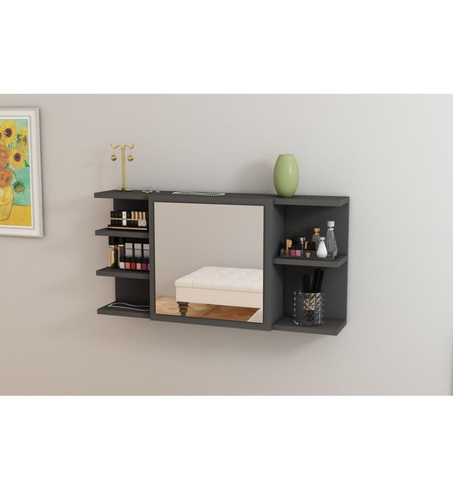 Schminkschrank, Anthrazit, 100 % melaminbeschichtete Spanplatte
