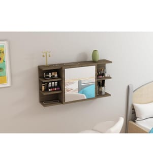 Schminkschrank, Walnuss, 100 % melaminbeschichtete Spanplatte