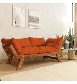 2-Sitzer-Schlafsofa, Teakholz, Orange, 100 % Kiefernholz