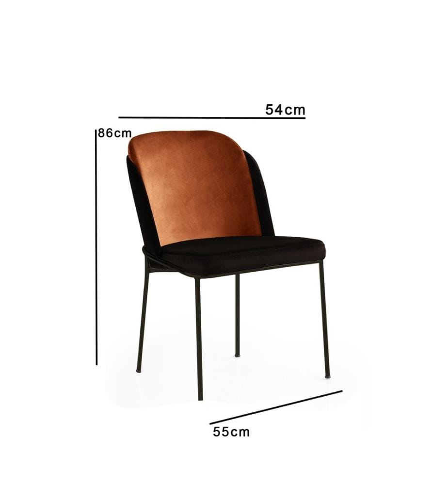 Stuhlset, 2-teilig, Fliesenrot, Schwarz, Metallgestell, Sitzfläche aus Samtstoff / melaminbeschichtete Spanplatte