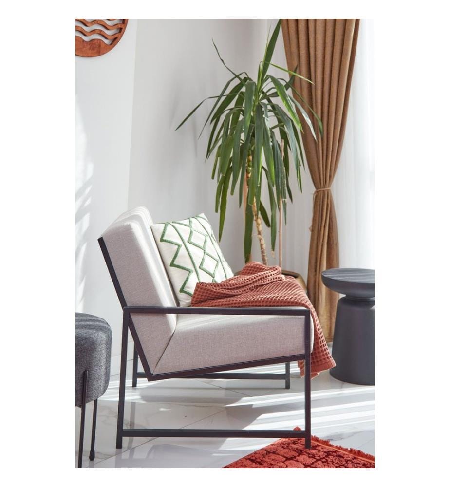 Ohrensessel, cremefarben, Gestell: Metall, Bezug: 85 % Polyester / 15 % Baumwolle
