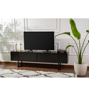 TV-Ständer, Holz, Schwarz, 100 % melaminbeschichtete Spanplatte