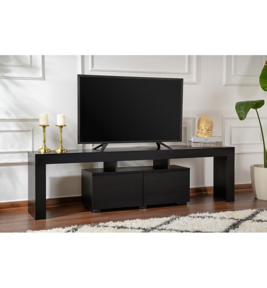 TV-Ständer, Holz, Schwarz, 100 % melaminbeschichtete Spanplatte