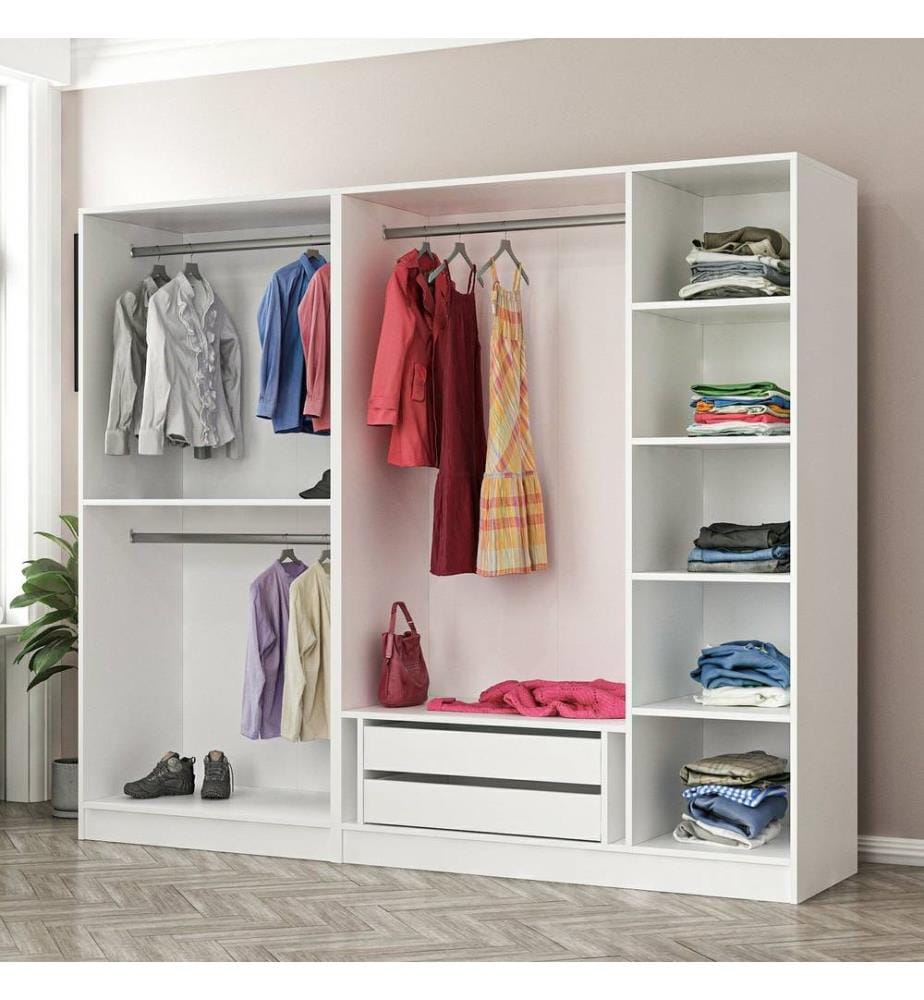 Kleiderschrank, weiss, melaminbeschichtete Spanplatte