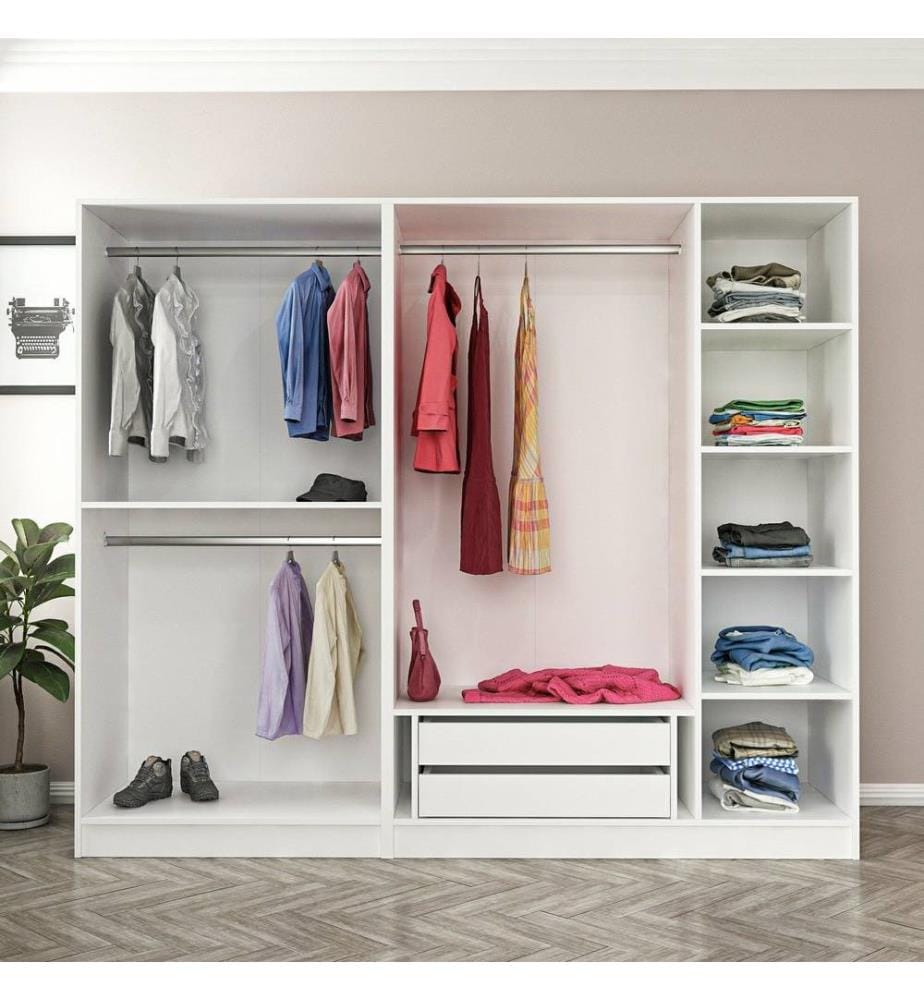 Kleiderschrank, weiss, melaminbeschichtete Spanplatte
