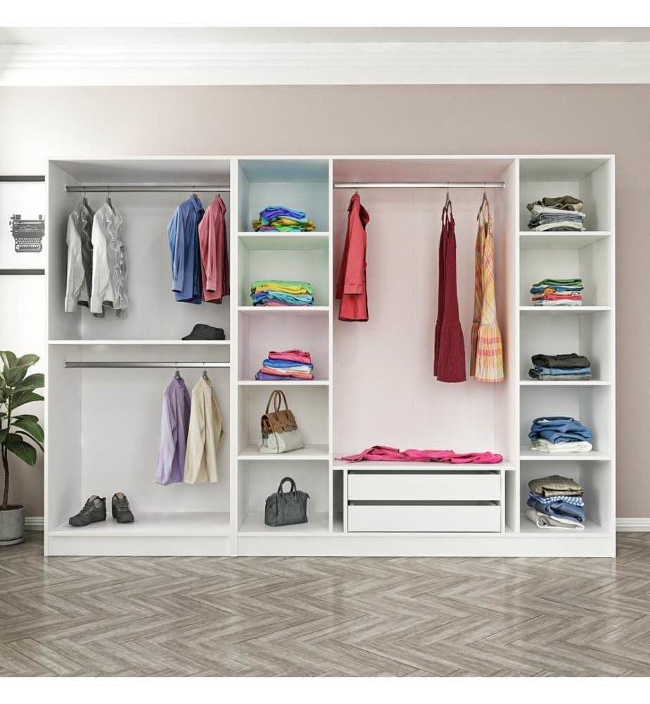 Kleiderschrank, weiss, melaminbeschichtete Spanplatte