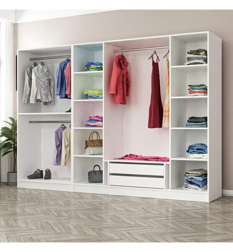 Kleiderschrank, weiss, melaminbeschichtete Spanplatte