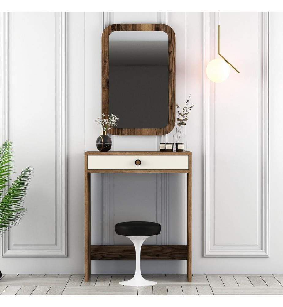 Coiffeuse, noyer, crème, panneaux de particules mélaminés