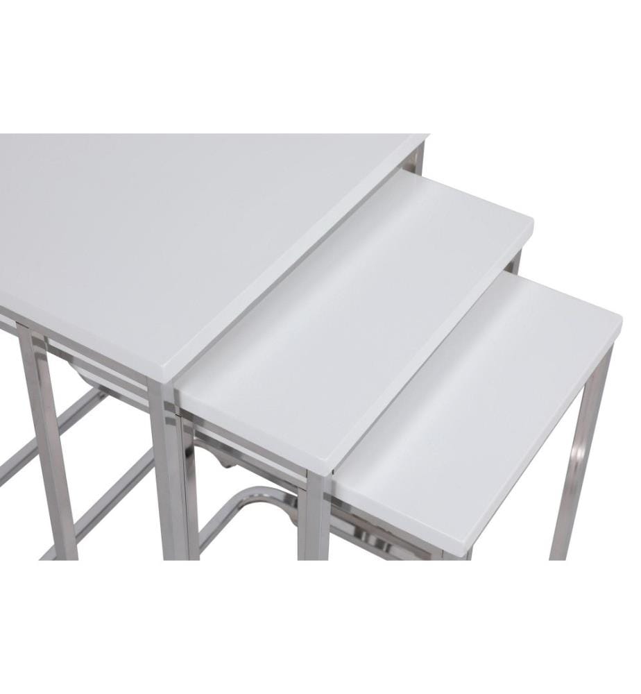 Nesting-Tisch, 3-teilig, weiss, Metallgestell, MDF-beschichtete Membranplatte
