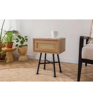 Beistelltisch, Natur, Melaminbeschichtete Spanplatte, Metallbeine