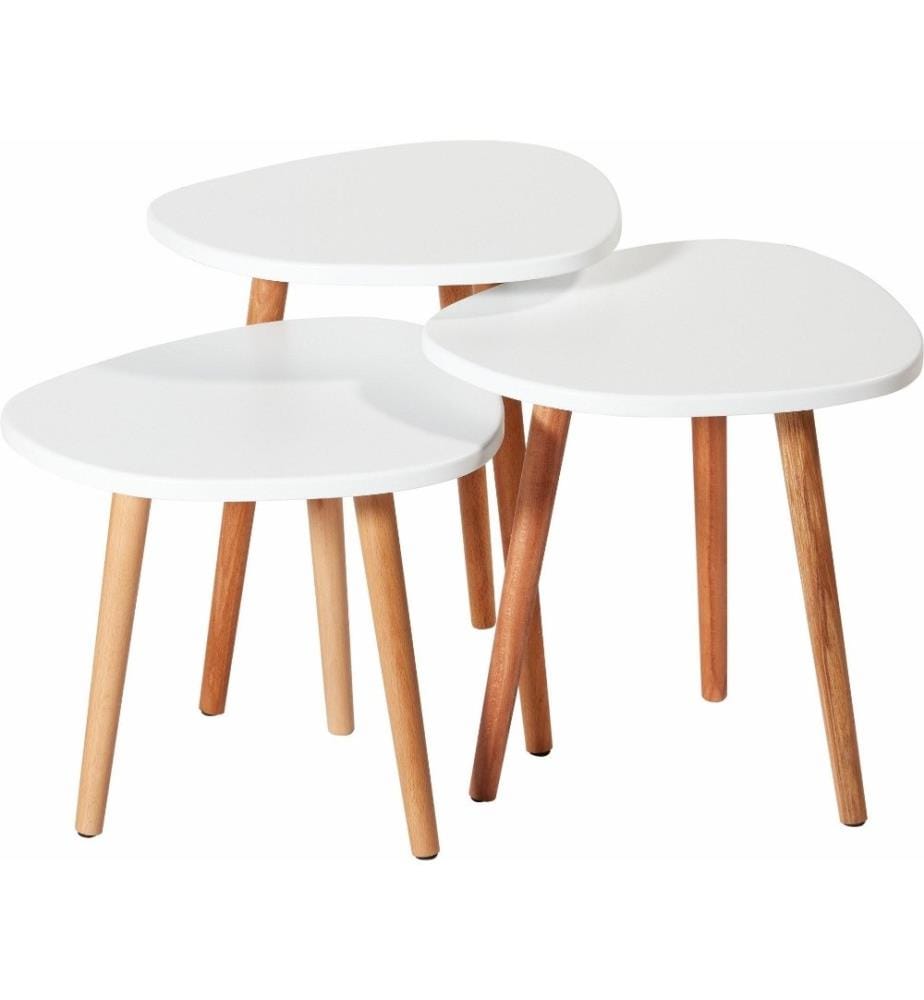 Table gigogne, 3 pièces, blanc, Mdf