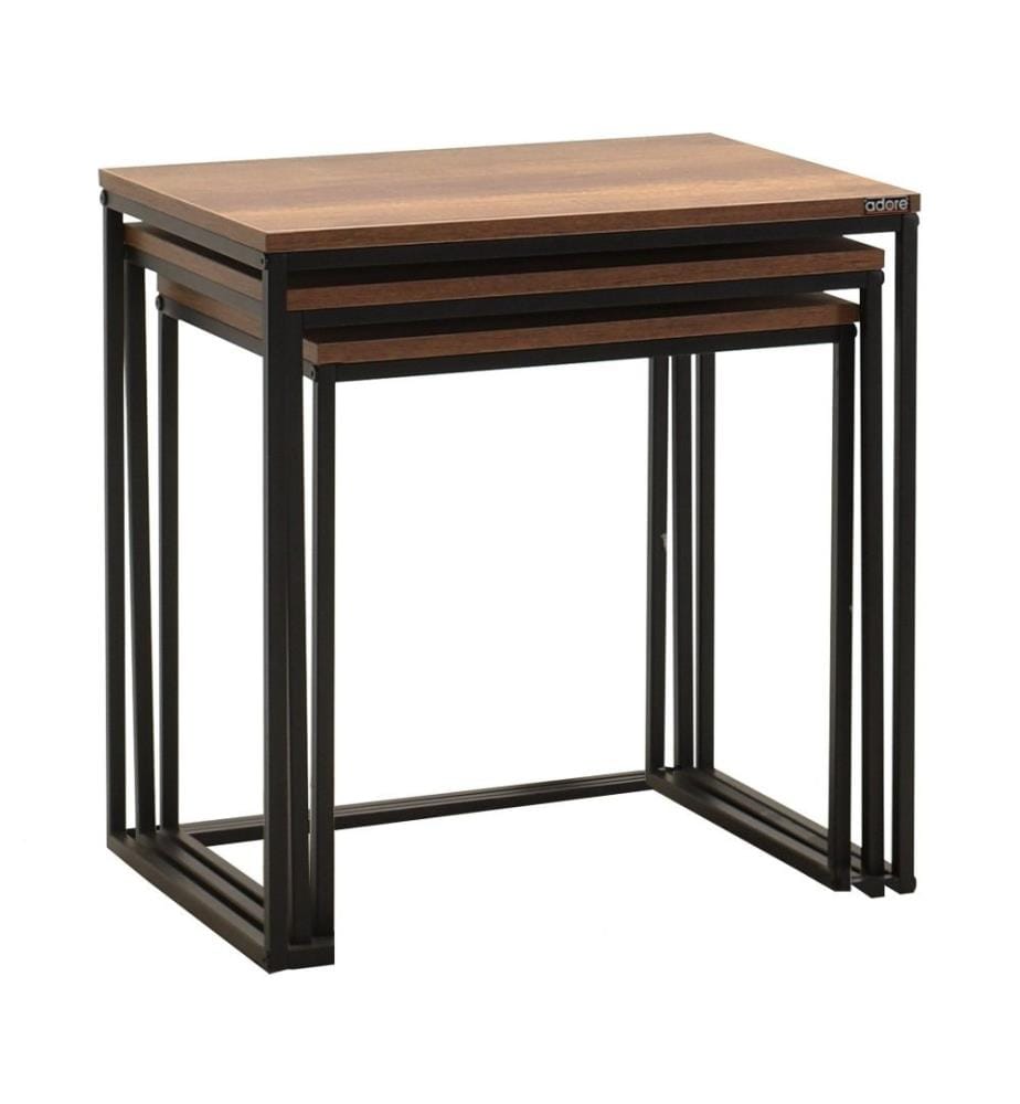 Nesting Table, 3 Pieces, Walnut, Melamine Coated Particle Board