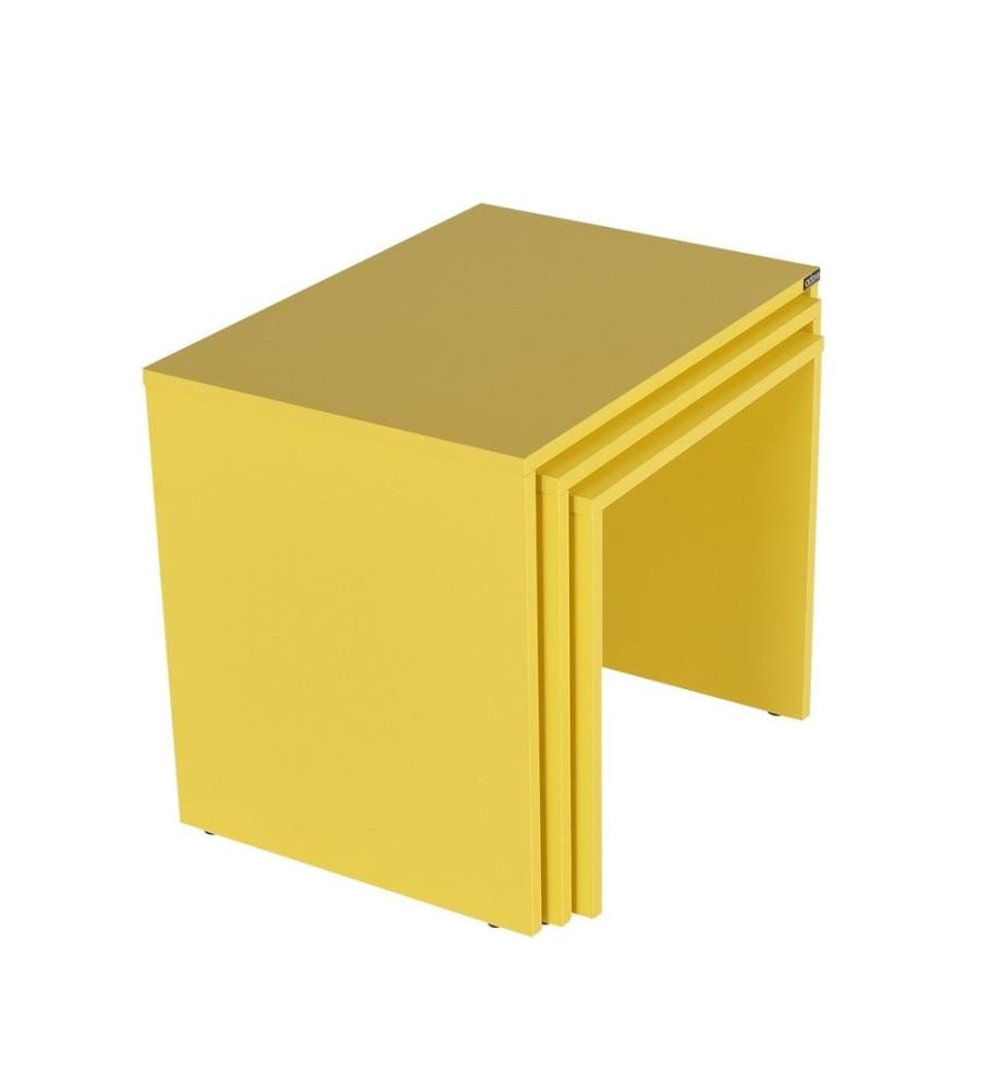 Table gigogne, jaune, panneau de particules mélaminé