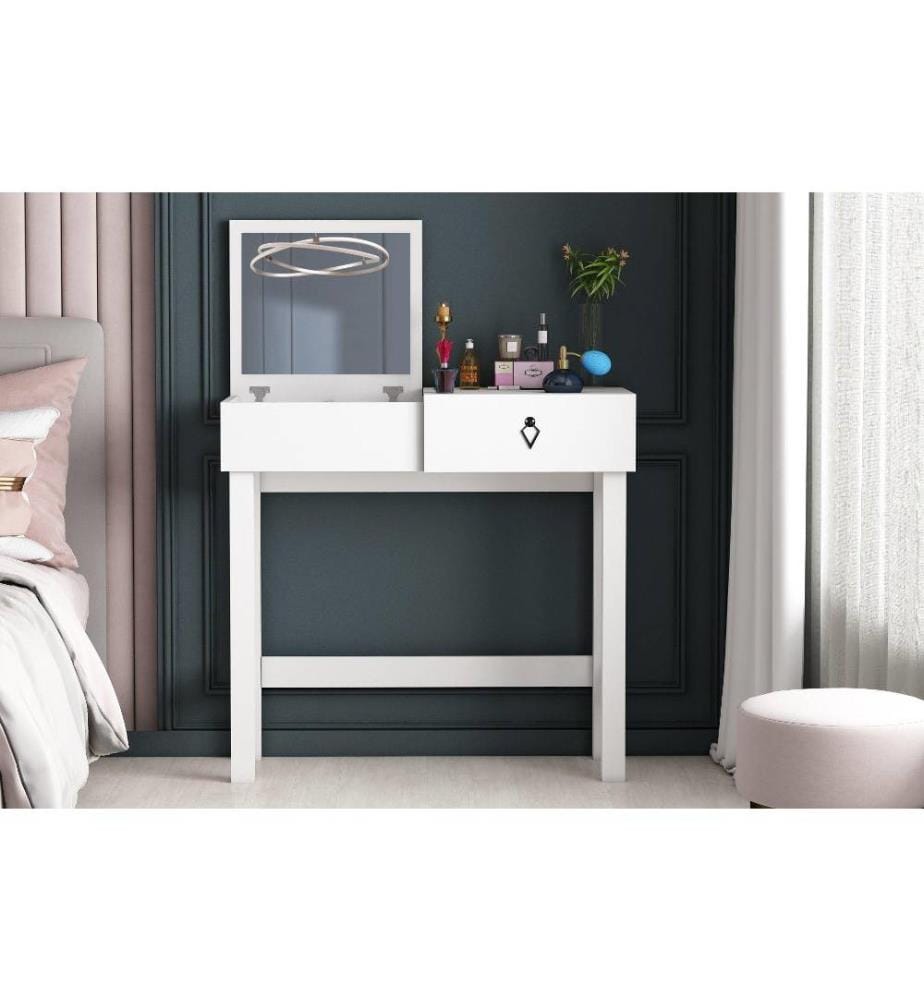 Table de maquillage, blanc, panneau de particules mélaminé