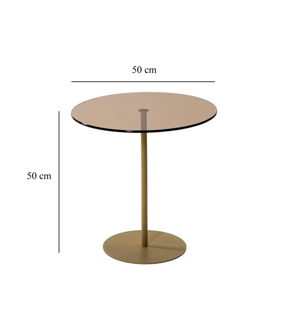 Table d'appoint, or, bronze, verre trempé, cadre métallique