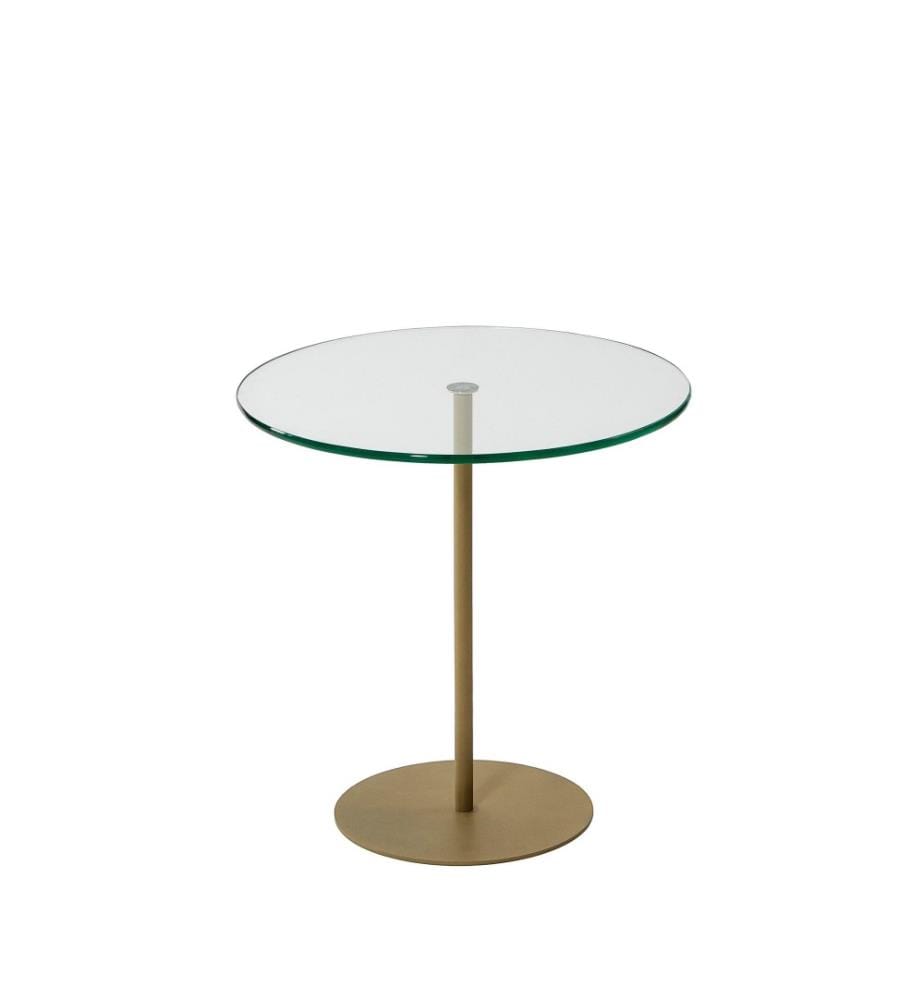 Table d'appoint, or, verre trempé, cadre métallique