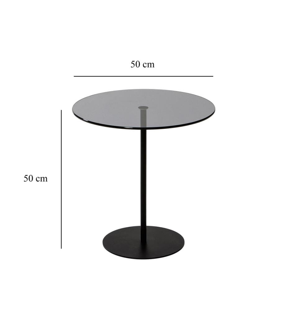 Table d'appoint, Noir, Gris foncé, Verre trempé, Cadre métallique