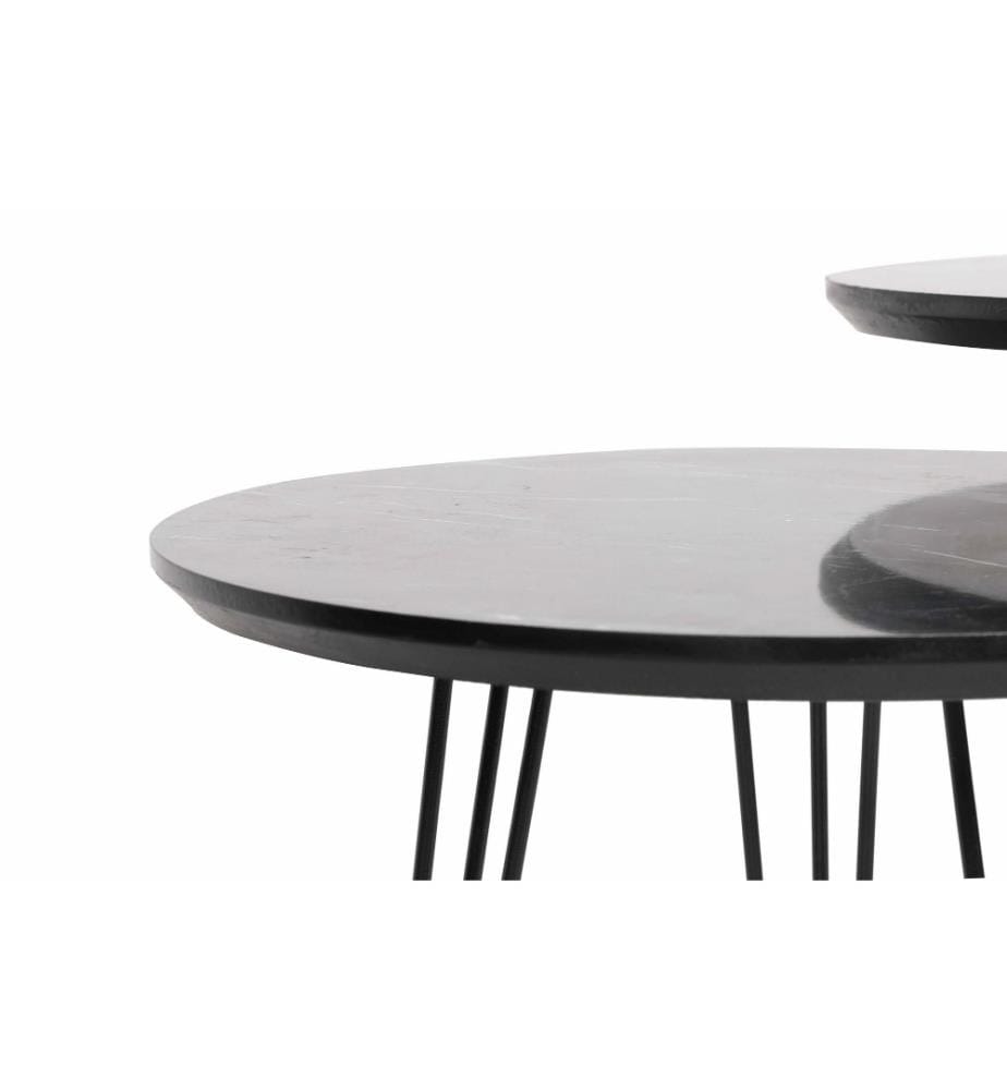 Nesting-Tisch, 3-teilig, Grau, Schwarz, MDF-Tisch, Metallbeine