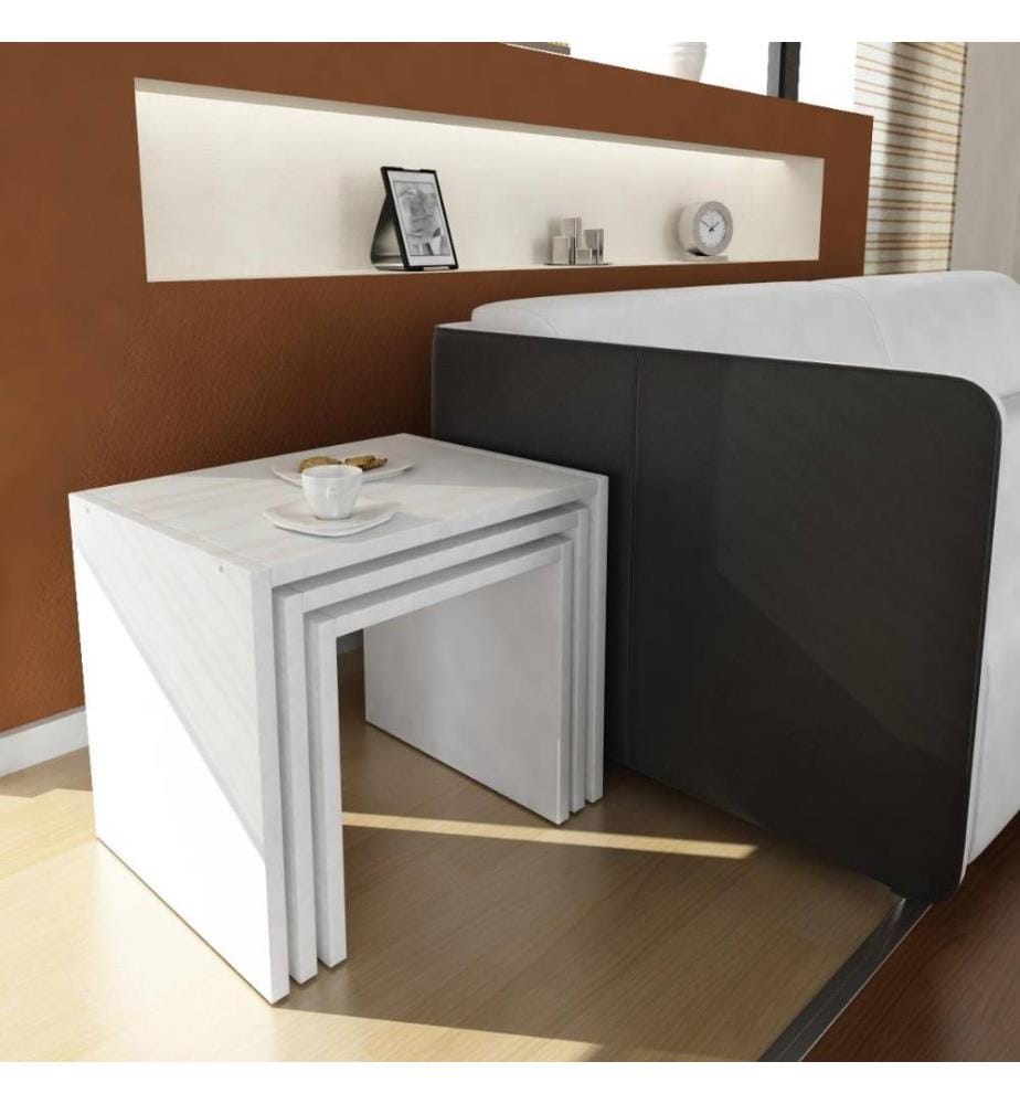 Nesting Table, 3 Pieces, White, Melamine Coated Particle Board