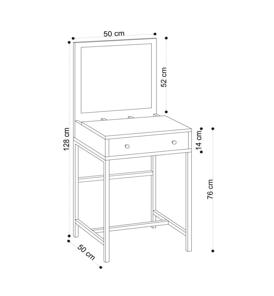 Table de maquillage, chêne, noir, panneau de particules mélaminé