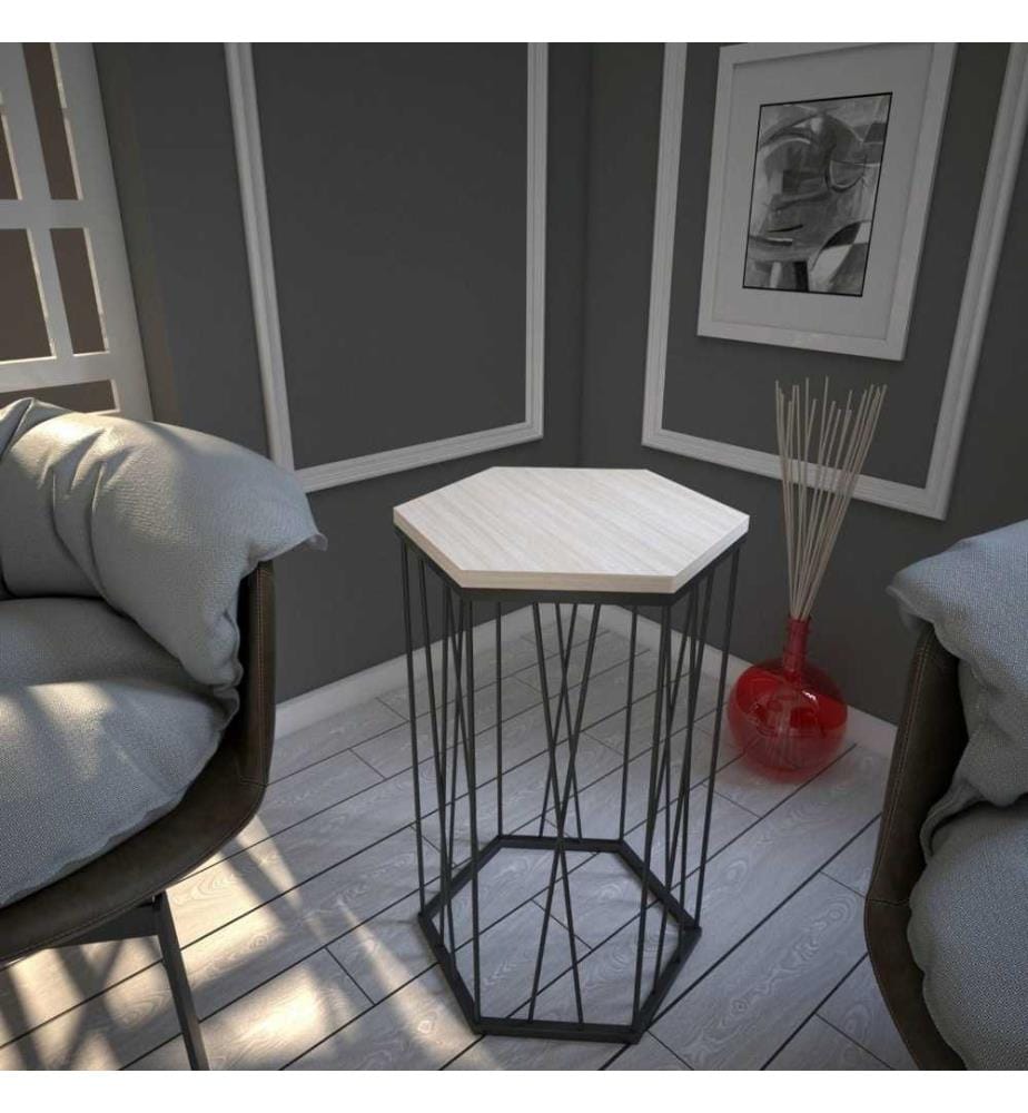 Table d'appoint, chêne, noir, panneau de particules mélaminé