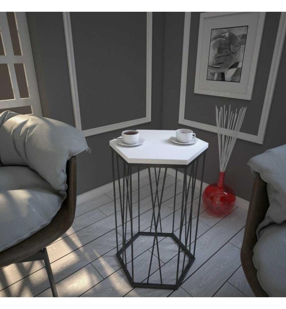 Table d'appoint, blanc, noir, panneau de particules mélaminé