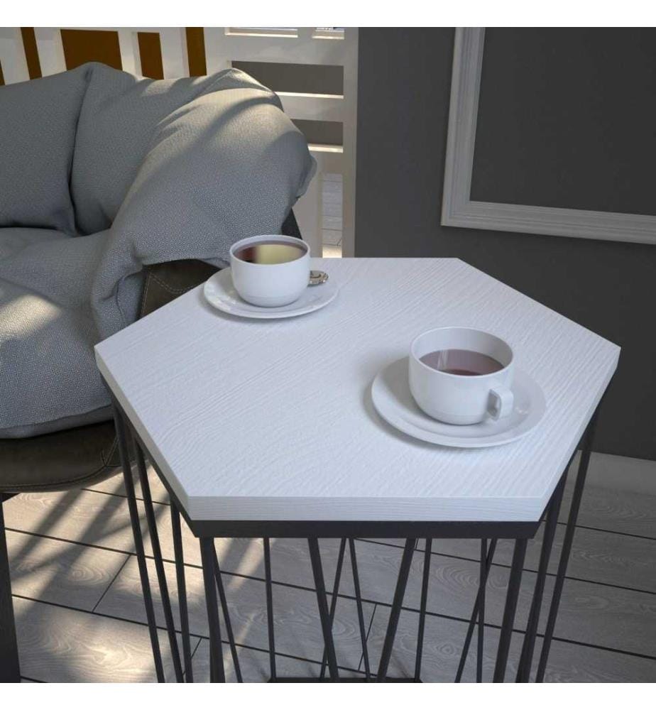 Table d'appoint, blanc, noir, panneau de particules mélaminé