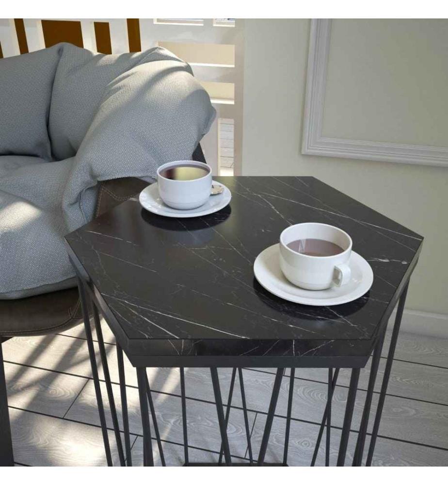 Table d'appoint, Marbre, Noir, Panneau de particules mélaminé
