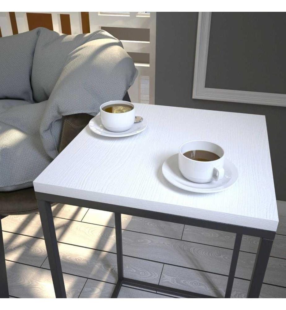 Table d'appoint, blanc, panneau de particules mélaminé
