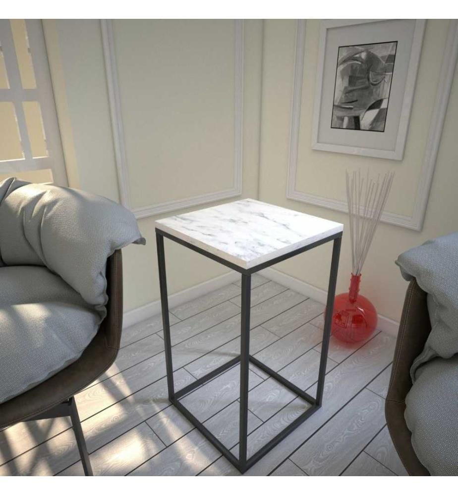 Table d'appoint, blanc, noir, panneau de particules mélaminé