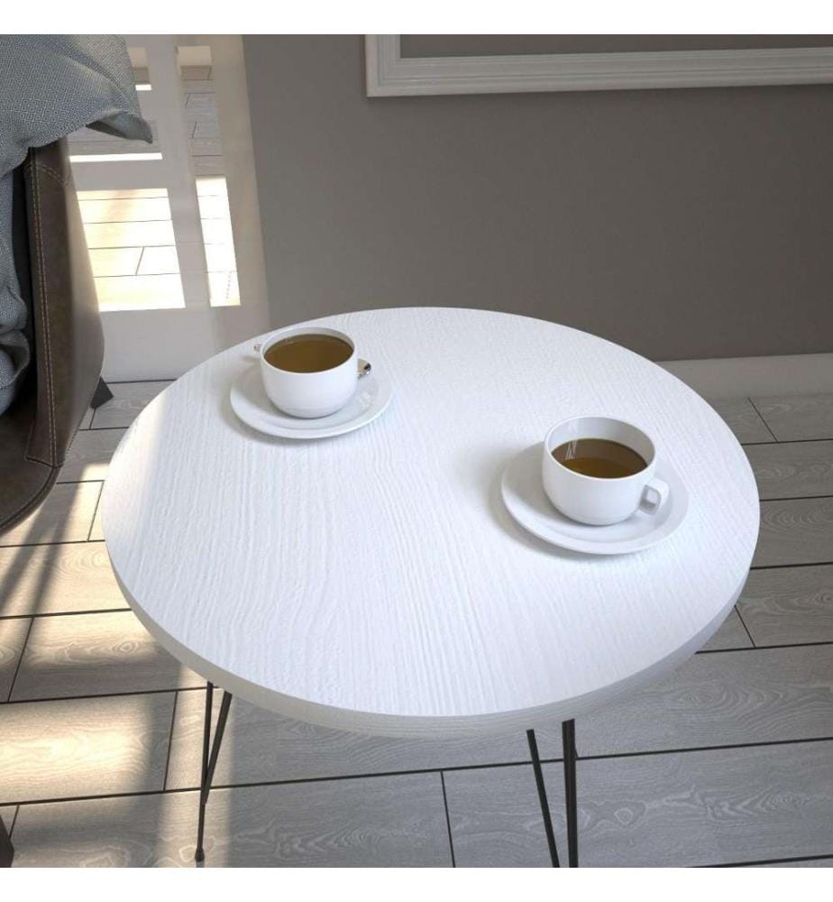 Table d'appoint, blanc, panneau de particules mélaminé