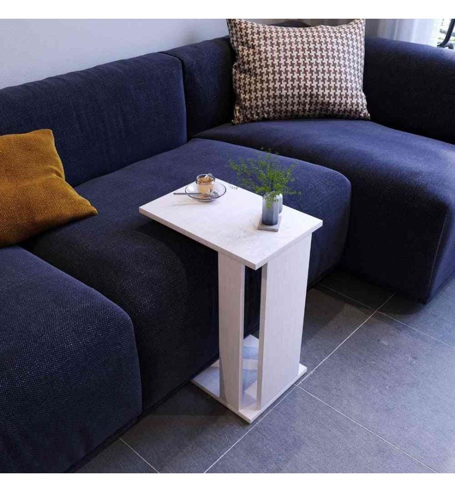 Table d'appoint, blanc, panneau de particules mélaminé