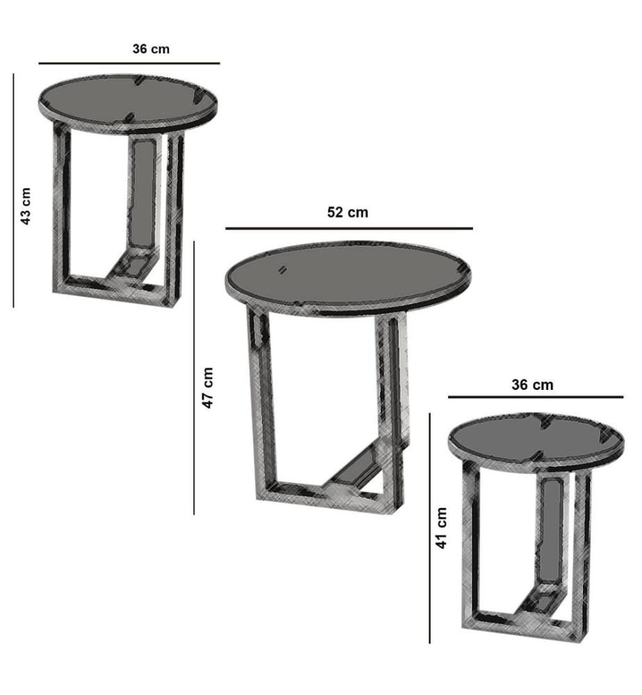 Table gigogne, 3 pièces, chêne, panneau de particules mélaminé