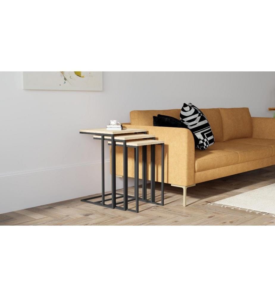 Nesting-Tisch, 3-teilig, Sapphire, Schwarz, Melaminbeschichtete Spanplatte