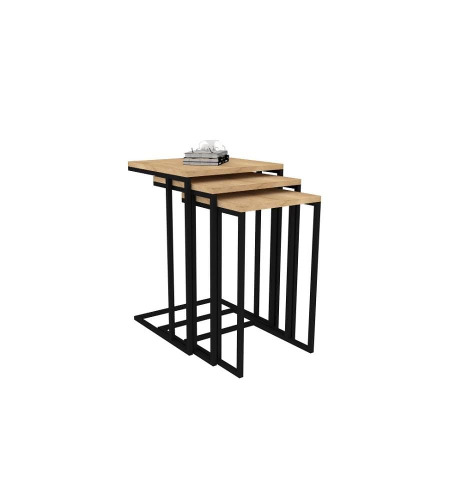 Nesting-Tisch, 3-teilig, Sapphire, Schwarz, Melaminbeschichtete Spanplatte