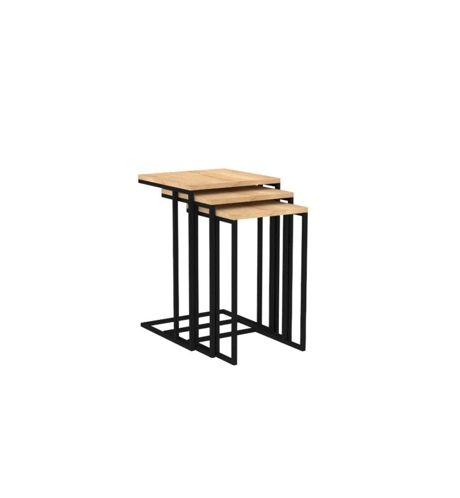 Nesting-Tisch, 3-teilig, Sapphire, Schwarz, Melaminbeschichtete Spanplatte
