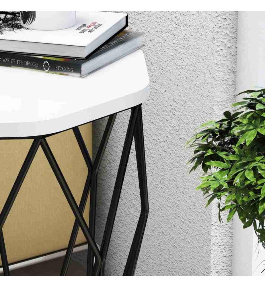 Table d'appoint, blanc, noir, panneau de particules mélaminé