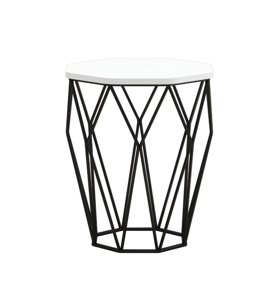 Table d'appoint, blanc, noir, panneau de particules mélaminé