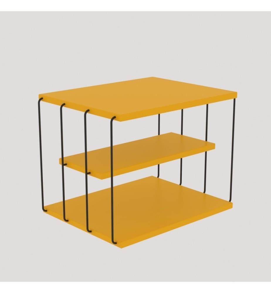 Table d'appoint, jaune, noir, panneau de particules mélaminé